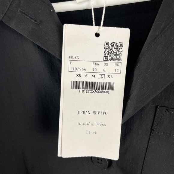 Urban Revivo NWT Black Dress Womens Size L Cut-Out Cotton Preppy - Picture 3 of 12